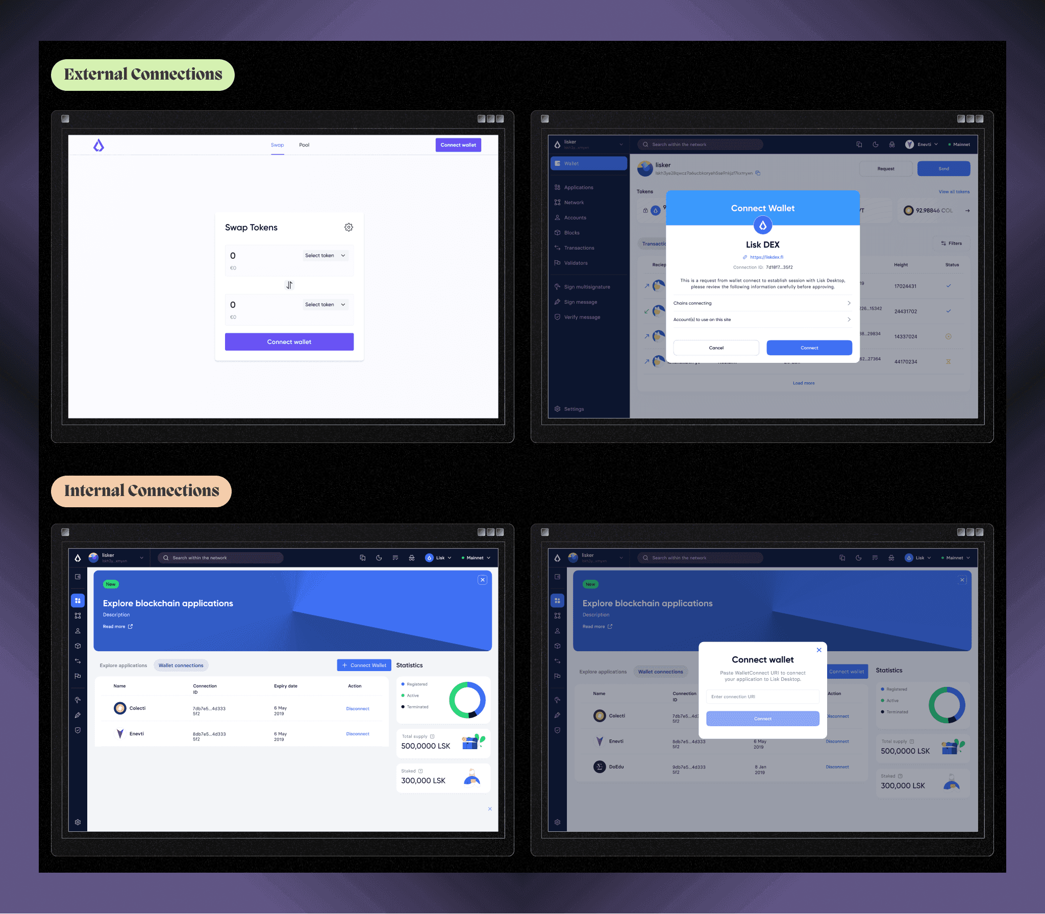 Integrating blockchain applications (wallet connection)